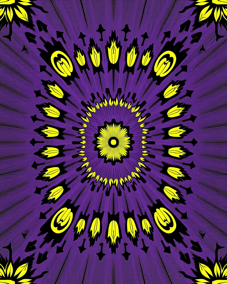 Vibrant Radial Floral Sunburst Design Rug