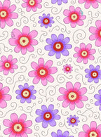 Pink Purple Floral Swirl Pattern Rug