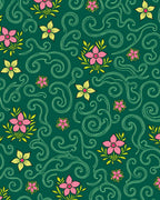 Emerald Floral Swirl Garden Rug
