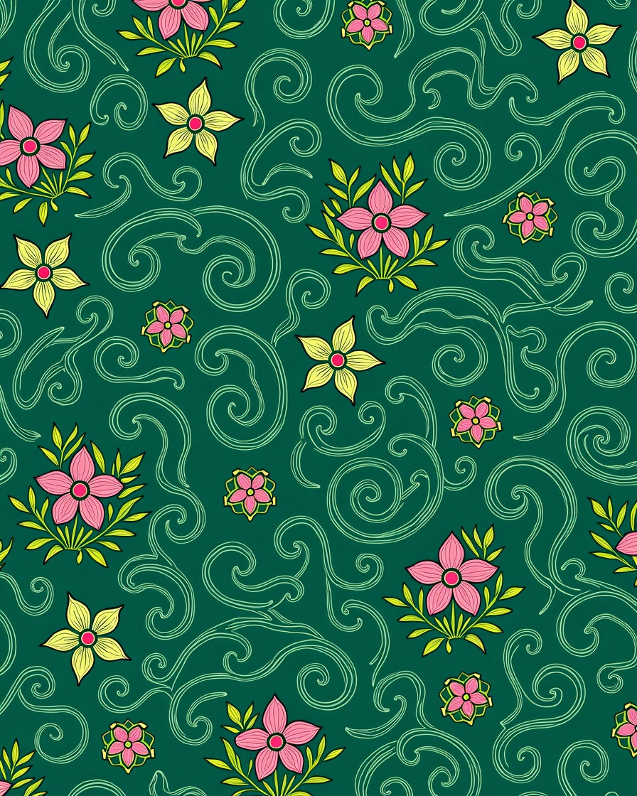 Emerald Floral Swirl Garden Rug