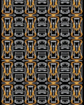 Gold Silver Geometric Interlocking Pattern Rug