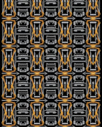Gold Silver Geometric Interlocking Pattern Rug