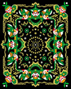 Green Floral With Yellow Accents Pattern Rug