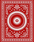 Red White Elaborate Starburst Design Rug