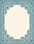 Ornate Teal Floral Border Design Rug