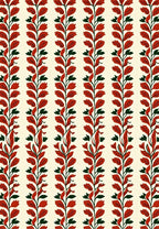 Vertical Leaf Pattern Folk Design Rug