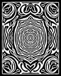 Black White Abstract Radial Pattern Rug