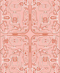 Red Lines Abstract Circuitry Design Rug