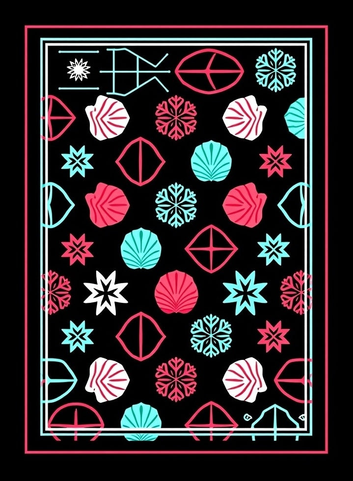 Geometric Snowflakes Shells Design Rug