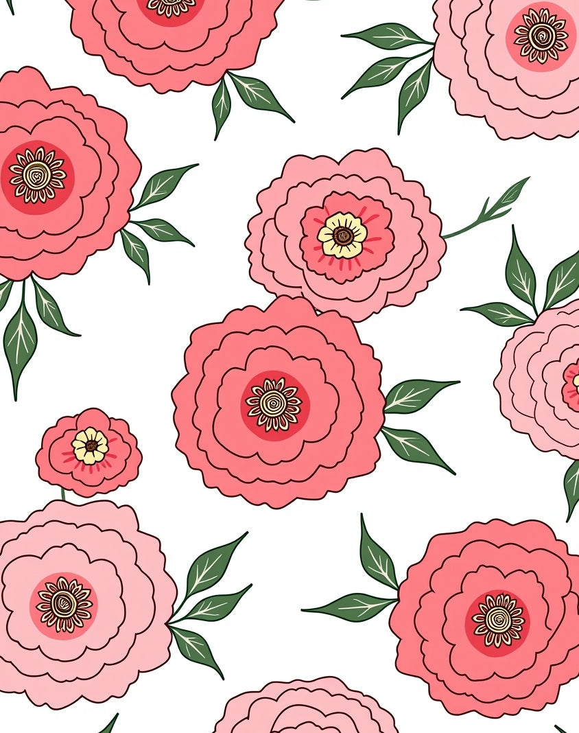 Pink Peony Garden Floral Pattern Rug