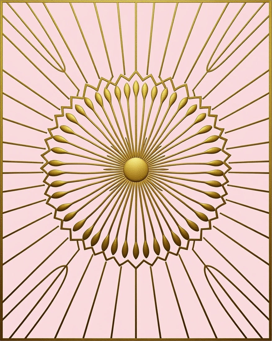 Golden Sunburst Geometric Design Rug