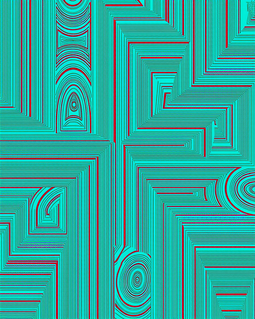 Bold Geometric Teal Red Design Rug