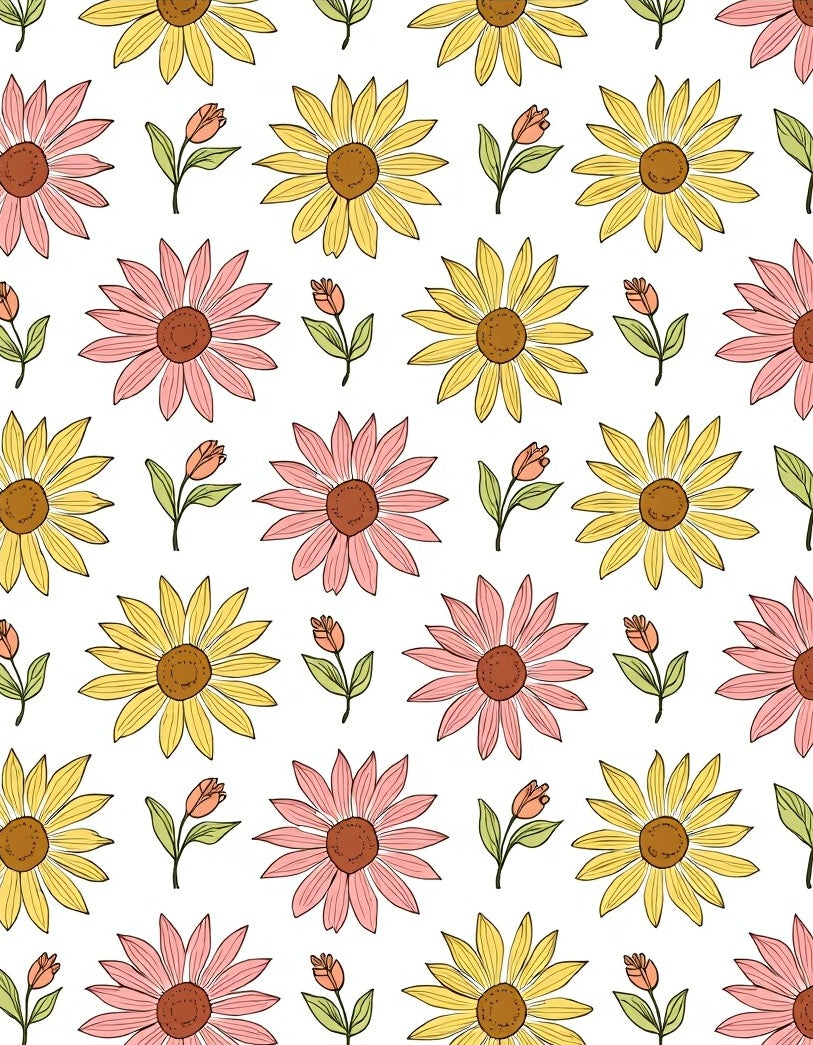 Daisies And Buds Pattern Rug