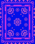 Vibrant Blue Pink Floral Pattern Rug