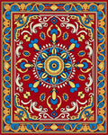 Vibrant Red Floral Medallion Pattern Rug