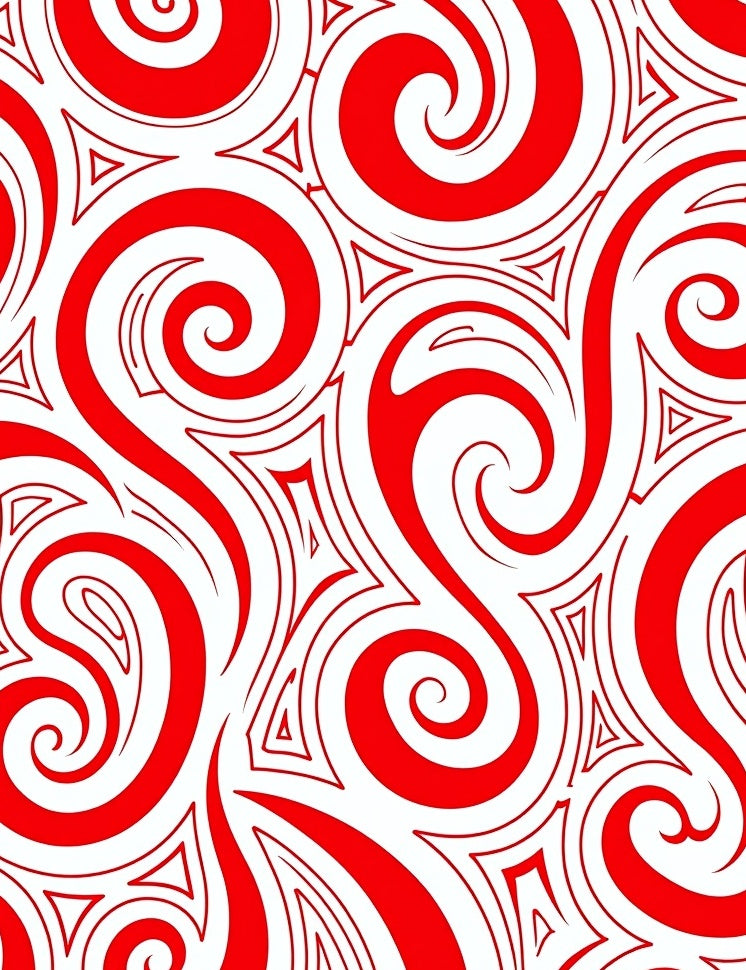 Bold Red Swirl Triangle Pattern Rug