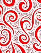 Bold Red Swirl Triangle Pattern Rug