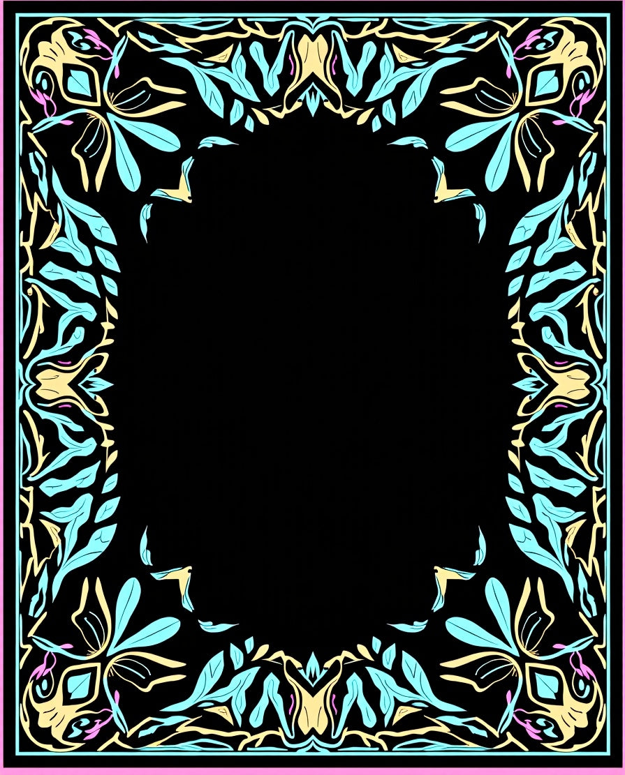 Art Nouveau Floral Pattern Frame Design Rug