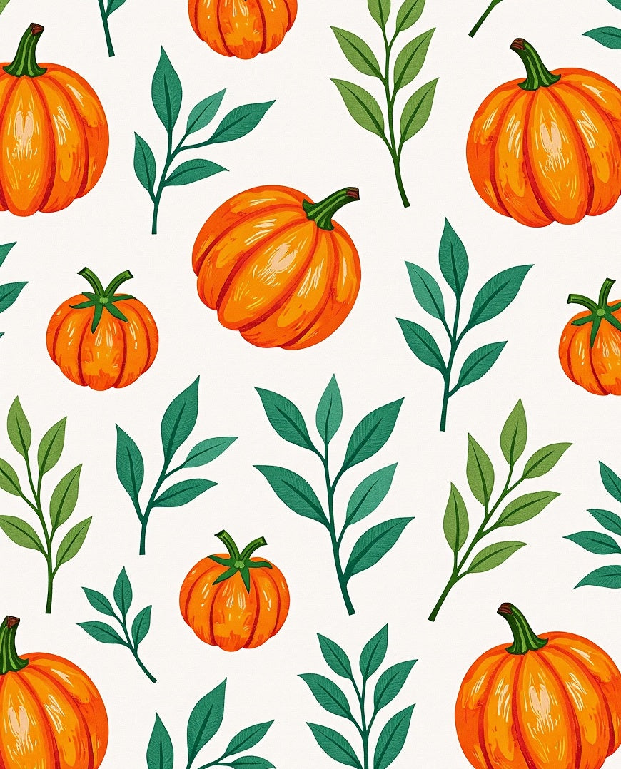 Autumn Pumpkin Leaf Pattern Rug