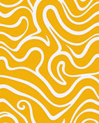 Abstract Swirl Pattern Yellow Rug