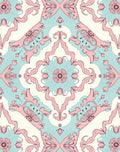 Pastel Pink Rococo Floral Scroll Rug
