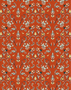 Ornate Floral Symmetry Orange Rug