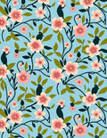Floral Birds With Pink Blossoms Pattern Rug