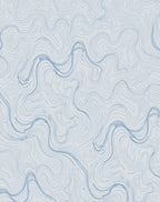 Abstract Blue Wavy Contour Pattern Rug