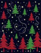 Red Green Forest Night Stars Rug
