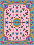 Pink Floral Mandala Pattern Rug