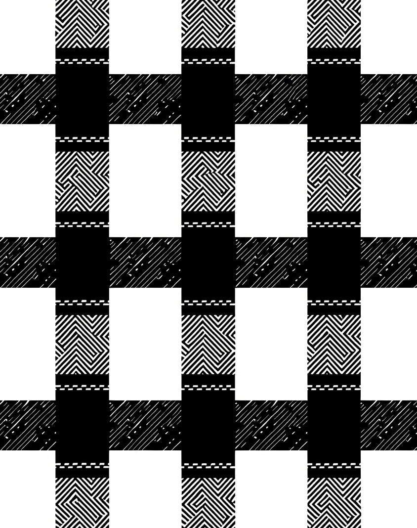 Bold Black White Checked Design Rug