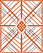 Bold Geometric Orange Line Design Rug