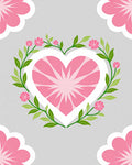 Pink Heart Floral Wreath Design Rug