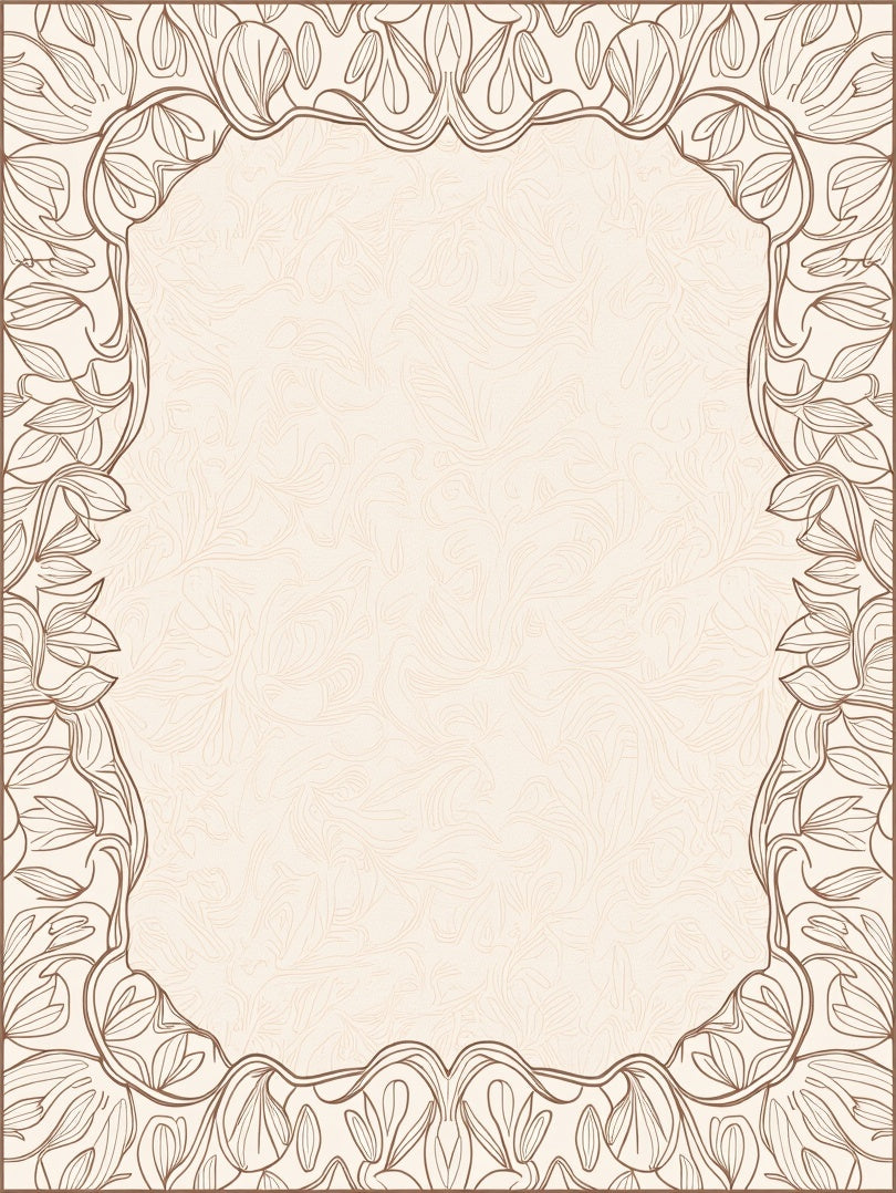 Elegant Outline Floral Border Rug