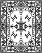 Ornate Scrollwork Floral Medallion Design Rug