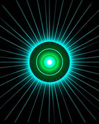 Radiant Green Blue Sunburst Design Rug