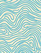 Abstract Blue Wave Pattern Rug