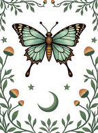 Whimsical Nature Butterfly And Moon Rug