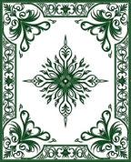 Ornate Green Floral Filigree Rug