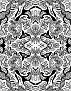 Intricate Floral Pattern Black White Design Rug