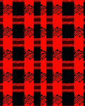 Bold Red Black Abstract Plaid Rug