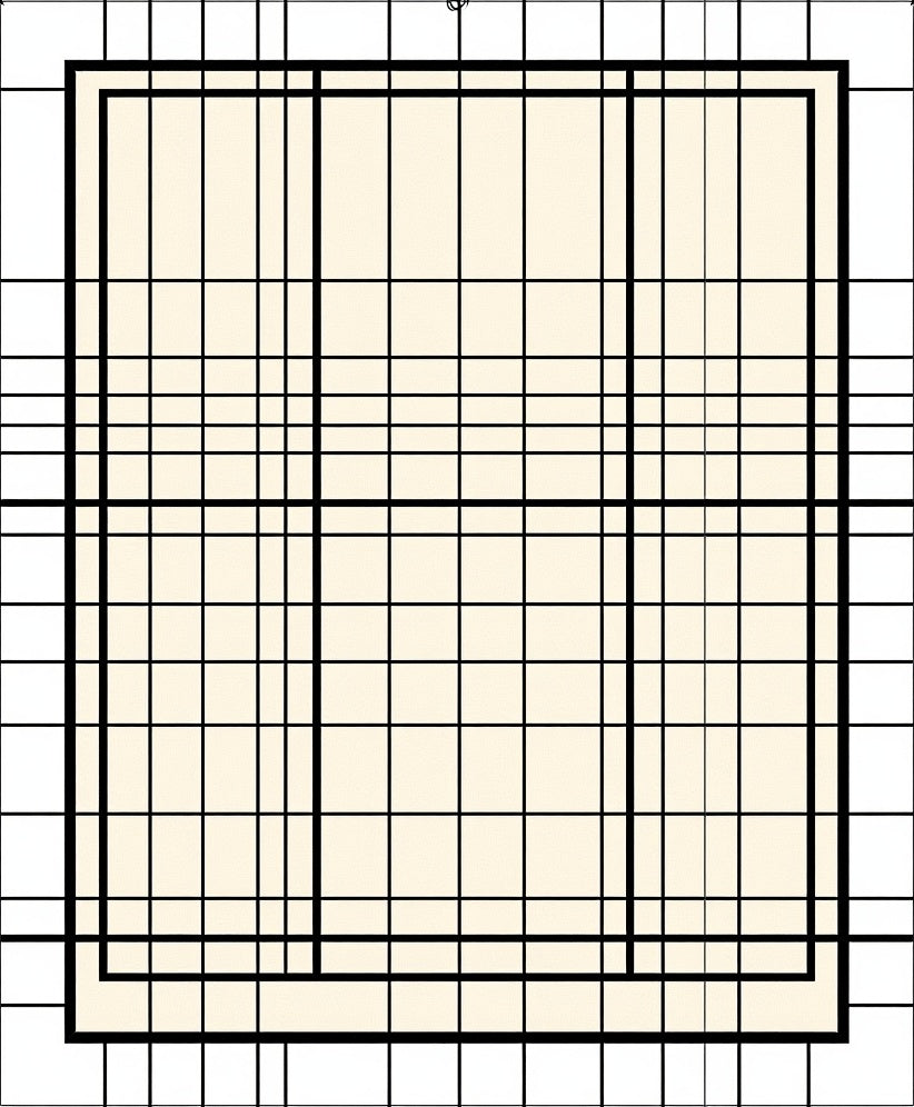 Simple Cream Grid Geometric Rug