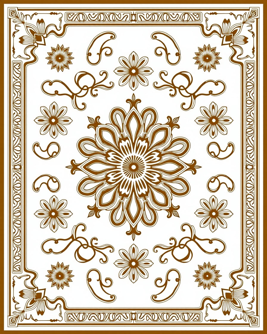 Ornate Floral Medallion Pattern Rug