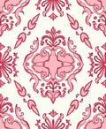 Elegant Pink Floral Damask Pattern Rug