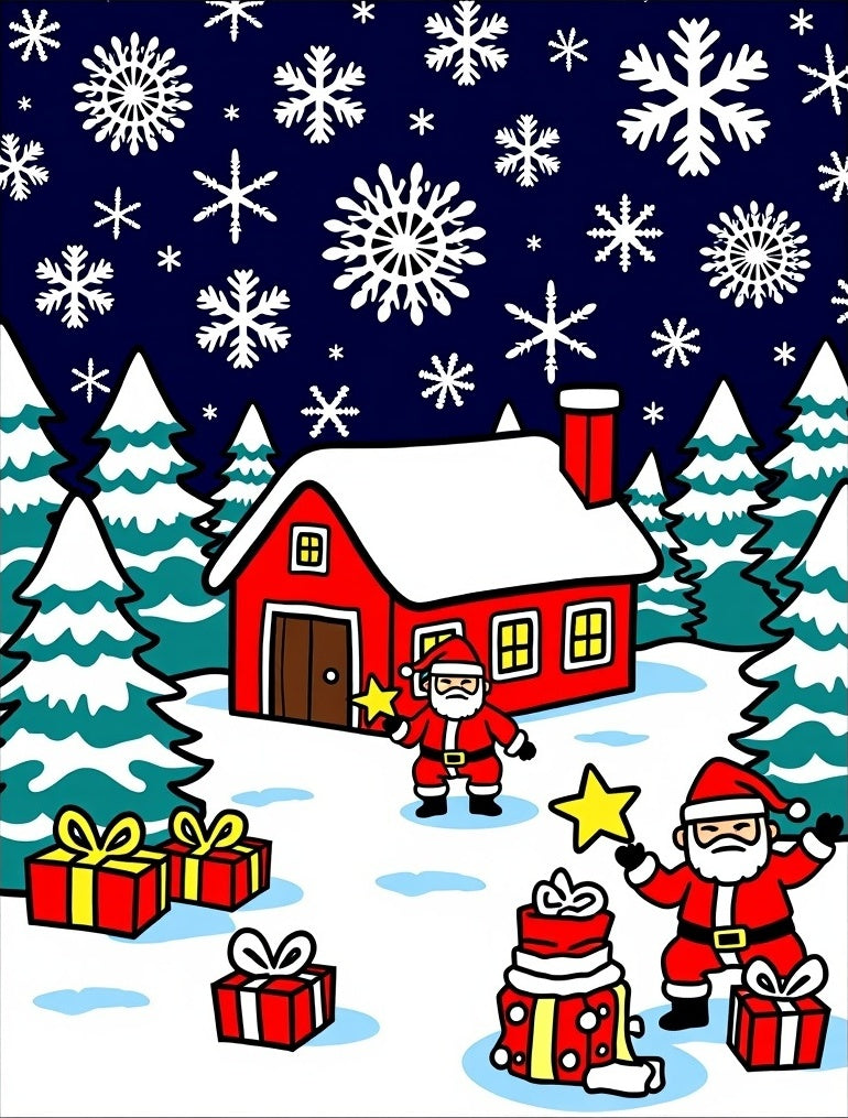 Whimsical Santa Claus Christmas Snowflakes Design Rug