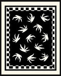 Abstract Floral Pattern Black White Rug