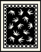 Abstract Floral Pattern Black White Rug