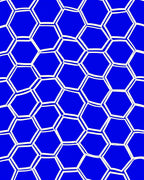 Hexagonal Pattern Blue White Design Rug