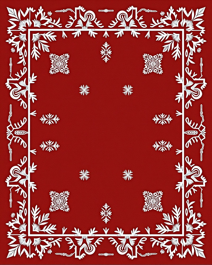 Red Floral Intricate Border Design Rug