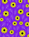 Vibrant Yellow Flower Leaf Pattern Rug